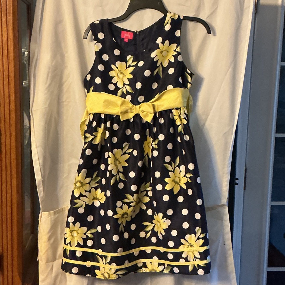 Pinky Navy and Yellow Floral Kids Dress